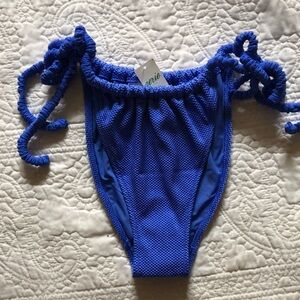 aerie Royal Blue Textured Tie-Side Bikini Bottoms. Medium